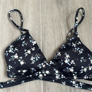 Floral Black Bikini Top